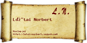 Létai Norbert névjegykártya